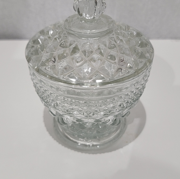 Vintage Glass Candy Dish with Lid - Picture 3 of 11